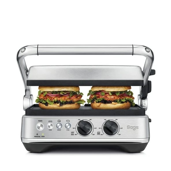 Sage - Barbekü ve Pres Izgara - masa ızgarası - panini, hamburger ve biftek için 3 ön ayar - uzatma seçeneği, ters çevrilebilir seramik plakalar, temizlemesi kolay - fırçalanmış paslanmaz çelik ürün görseli 1