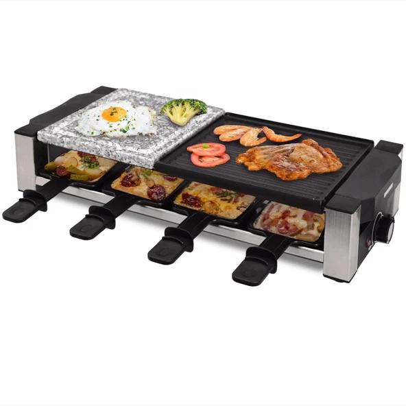 Syntrox Germany RAC-1200W-8 kişiye kadar Davos Raclette ızgara Sıcak taş ve ızgara plakası ürün görseli 1