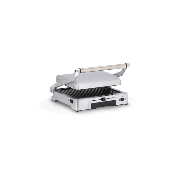 Sandviçler, biftek ve panini ızgarası olarak SEVERIN temaslı ızgara, yağsız ızgara için yapışmaz sandviç makinesi, 1.800 W, fırçalanmış paslanmaz çelik-gümüş, KG 2392 ürün görseli 1