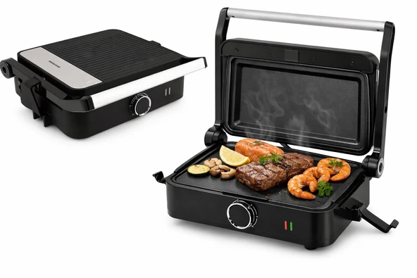 Syntrox SM-1000W-Toledo Teppanyaki Izgara Elektrikli 1000W - Yapışmaz Izgara Plakalı Düz ​​Izgara Makinesi - Et, Sebze ve Atıştırmalıklar için Masa Izgarası - Kompakt İç Mekan Izgarası ürün görseli 1
