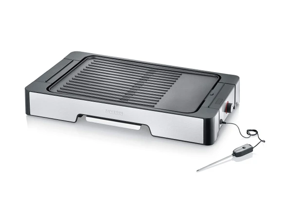 SEVERIN plancha ızgara, çekirdek termometreli, seramik kaplama, 2.400 W, ızgara plakası (UxG: 46 x 28 cm), uzun XL besleme hattı 2 m, PG 8620, paslanmaz çelik/siyah ürün görseli 1