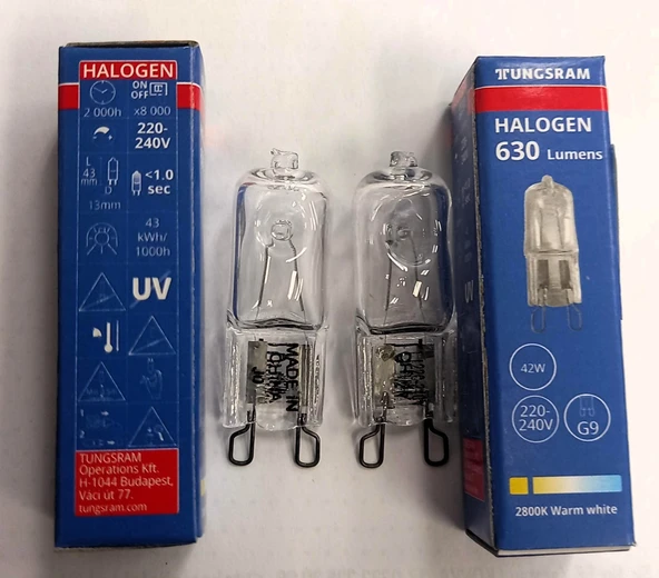 TUNGSRAM 93113498 G9 42W 220-240V HALOJEN AMPÜL - G9 FIRIN & G9 ASPİRATÖR = 2 ADET ürün görseli 1
