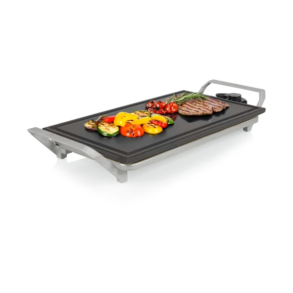 Princess Table Chef Premium Taş Izgara - Ekstra Geniş Izgara Yüzeyi 46 x 26 cm - Seramik Izgara Plakası - PFAS Free - Ayarlanabilir Termostat - 4 Ahşap Spatula Dahil - 103150 ürün görseli 1