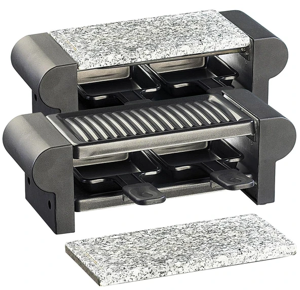 Rosenstein & Söhne ızgara plakaları: 4 kişilik raclette, ızgara aparatlı ve sıcak taşlı, 350 watt (raclette ızgara, ızgara plakası, barbekü için) ürün görseli 1