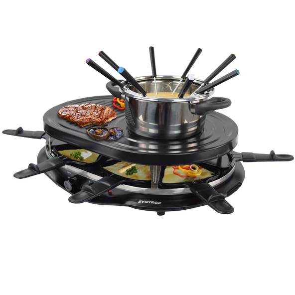 Syntrox Germany 4'ü 1 Arada Raclette Izgara Fondü Sıcak Taş 8 Kişilik ürün görseli 1