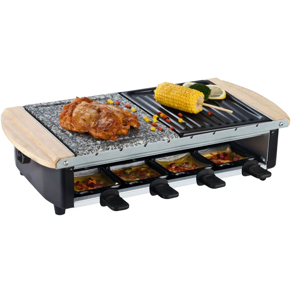 Syntrox Germany paslanmaz çelik tasarım 8 kişilik ızgara ve sıcak taşlı Raclette Uri ürün görseli 1