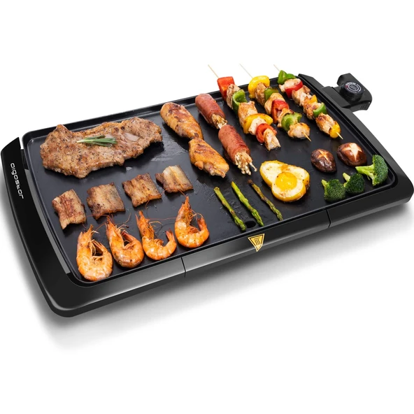 Aigostar Teppanyaki elektrikli masa ızgarası, yapışmaz ızgara plakası, 2000 W, ayarlanabilir sıcaklık kontrol cihazı, yağ damlama tepsisi. ürün görseli 1