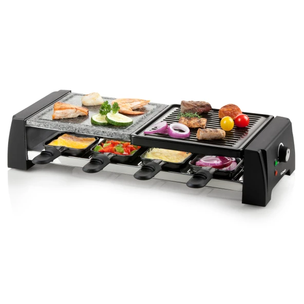 DOMO DO9190G taş ızgara/raclette ızgara - raclette tava ve tahta spatula dahil - 8 P - 1200 W ürün görseli 1