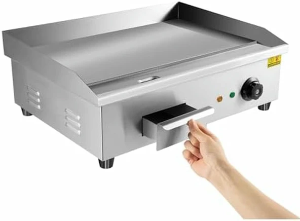 OJHGRDFV Elektrikli Kızartma Tavası, Ticari Elektrikli Izgara 22" 3000W Tezgah Düz Üst Planı, Demir Pişirme Plakalı Paslanmaz Çelik Teppanyaki Izgara, 122-572℉ Ayarlanabilir Sıcaklık Kontrolü ürün görseli 1