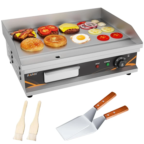 DULNICE Ticari Izgara Plakası Elektrikli 3000W, Elektrikli Izgara Plakası Paslanmaz Çelik 54x40cm, Sıcaklık Aralığı 50-300°C Ev veya Restoran için Teppanyaki Izgara ürün görseli 1