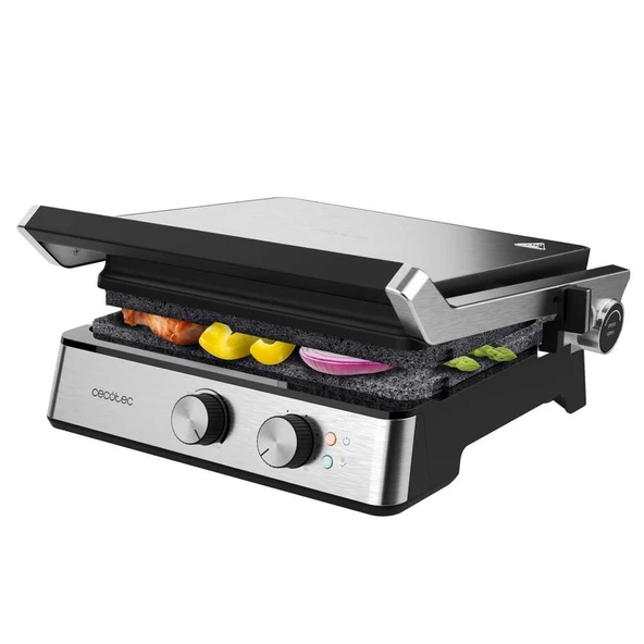 Cecotec Rock'nGrill Blaze elektrikli ızgara, 2400 W, RockStone kaplama, kolay temizlenir, 180° açılabilir, BPA içermez, pişirme yüzeyi 29x23 cm, sıcaklık kontrolü, hızlı ve eşit ısıtma ürün görseli 1