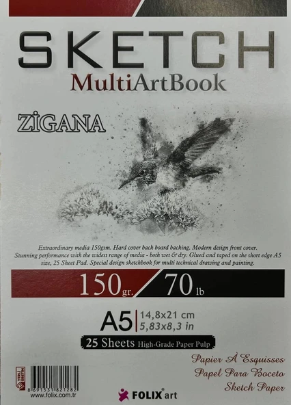 Folix Sketch Multi Art. 150 Gr A5 25 Yaprak Defter ürün görseli 1