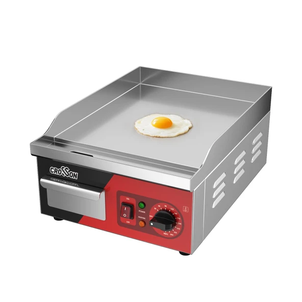 CROSSON Ticari Izgara Plakası Elektrikli 2000W, Elektrikli Izgara Plakası Paslanmaz Çelik 36 * 40CM 60-300 °C arasında Ayarlanabilir Sıcaklık, Spatula Dahil, Restoran için ürün görseli 1