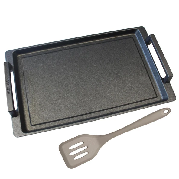 Eurolux Teppanyaki ızgara plakası 41 x 24 cm kaplamalı - yan kulplu - indüksiyon ve ızgara dahil her tür ocak - pürüzsüz yapışmaz yüzey - Almanya'da üretilmiştir ürün görseli 1