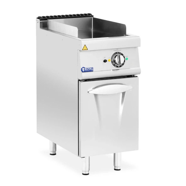 Royal Catering elektrikli ızgara plakası ve alt dolap 5,4 kW pürüzsüz aşırı ısınma koruması sıçrama koruması çıkarılabilir yağ damlama tepsisi 50-300 °C paslanmaz çelik krom çelik ızgara plakası ürün görseli 1