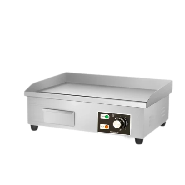Elektrikli ızgara plakası.Profesyonel ızgara plakası 55x35cm.Paslanmaz çelik, termostat 300°C'ye kadar ısıtır.Yağ toplama hazneli.Et, balık, sebze için.3000W ürün görseli 1