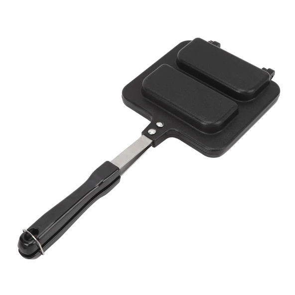 Sandviç Makinesi Yapışmaz Sandviç Fırın Tavası Kahvaltı Kızartma Markalaşma Tavası Kızartma Tavası Ev Mutfak için Saplı Açık Damga Alüminyum 35 x 14 cm ürün görseli 1