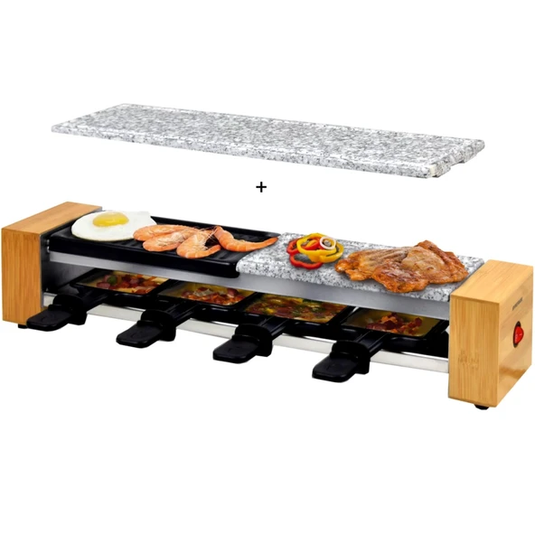 Syntrox Germany Raclette Emaye Olert, çıkarılabilir plakalı, masa ızgarası, 4 kişilik, yapışmaz kaplamalı, 600 watt, yapışmaz kaplamalı, raclette ızgara, ızgara aksesuarları, 4 kg, elektrikli ızgara ürün görseli 1