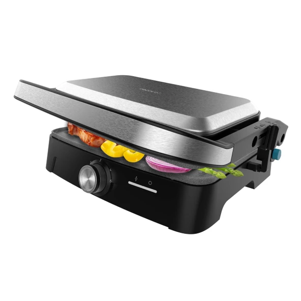 Cecotec Rock'nGrill elektrikli ızgara 1500 Tam Açık, 1500 W, 180° açılabilir, RockStone, yapışmaz kaplama, yüzer plaka, yağ toplama, dikey depolama, ayarlanabilir sıcaklık, 281 x 173 mm ürün görseli 1