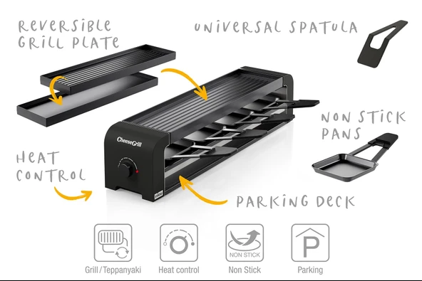 Stöckli Raclette CheeseGrill 4 Siyah - Resim 3