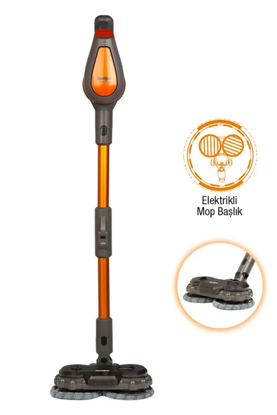 Fantom Pluto P 6100 Plus Cyclone Elektrikli Moplu Dikey Süpürge Antrasit - Resim 2