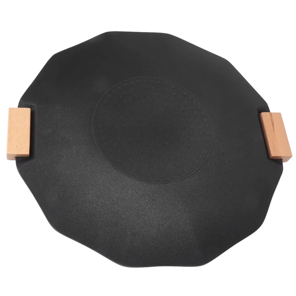 Ev Izgara Tabağı, Barbekü Partisi için Dumansız Aşınmaya Dayanıklı Alüminyum Alaşımlı Izgara Tavası (Siyah Geometrik 35cm) ürün görseli 1