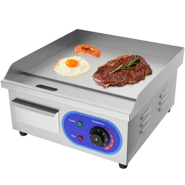 TAIMIKO Elektrikli Izgara Paslanmaz Çelik Masa Izgara Profesyonel 220-240 V 1500 W Demir ızgara plakası Pürüzsüz Yüzey Sıçrama Koruması (35.5x30 cm) ürün görseli 1
