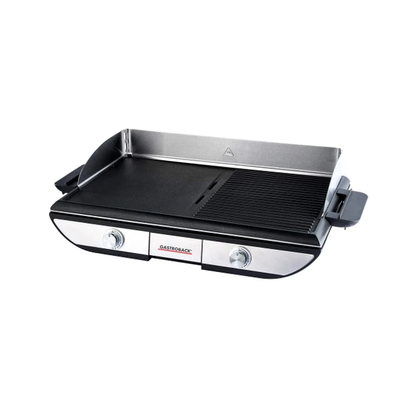 GASTROBACK #42523 Tasarım masa ızgarası Advanced Pro BBQ - elektrikli masa ızgarası 2300 watt 1500 cm² geniş ızgara yüzeyi - temizlemesi kolay - çıkarılabilir ızgara plakaları - gümüş paslanmaz çelik ürün görseli 1