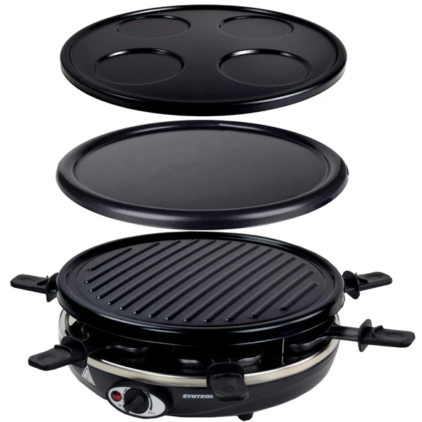 Syntrox Basel 4'ü 1 Arada Raclette Crepemaker Izgara Pancakemaker, 6 kişilik, yapışmaz kaplamalı ürün görseli 1