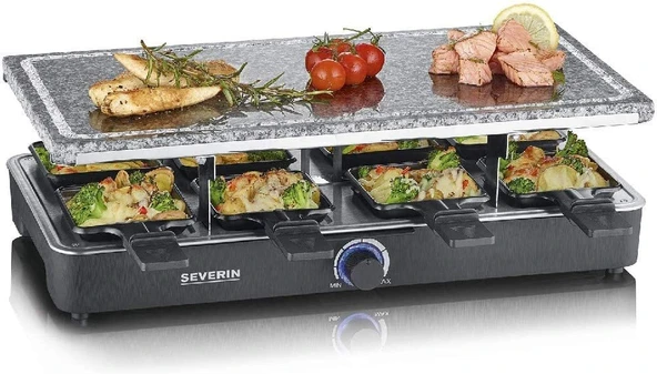 SEVERIN Raclette parti ızgarası, doğal ızgara taşlı, yakl. 1.500 W, 8 tava dahil, RG 2343 ürün görseli 1
