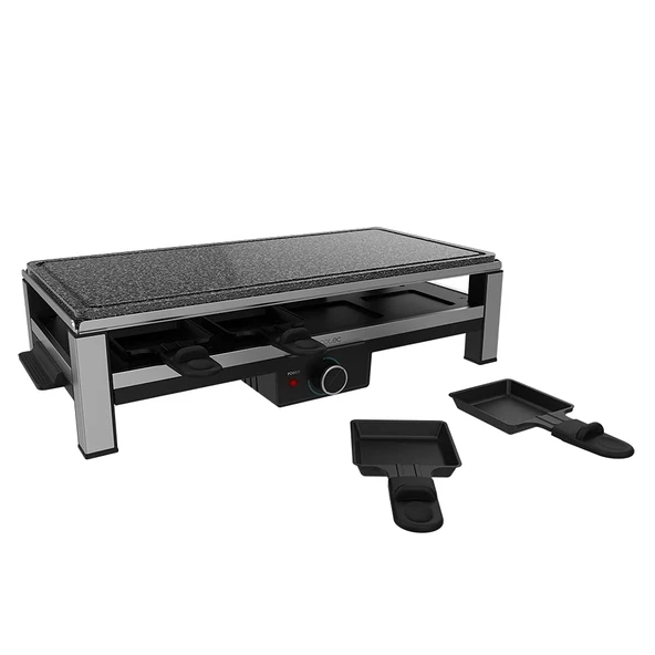 Cecotec Wood Raclette Peynir ve Izgara 8200 Ahşap Siyah. 1200 W, ızgara yüzeyi, 8 ayrı tava, yapışmaz plaka, ayarlanabilir termostat, çıkarılabilir tasarım (paslanmaz çelik, AllStone) ürün görseli 1