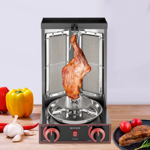 KEESUNG Paslanmaz çelik LPG gazlı shawarma ızgara makinesi, 3000W shawarma makinesi dikey çoklu ızgara kebap makinesi kebap ızgara ticari yağ toplama kabı şiş kebap et lokantası ızgara piliç aracı ürün görseli 1