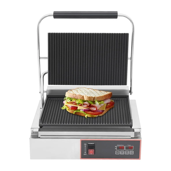 Ticari Sandviç Presi Elektrikli Izgara Presi Kontak Izgara Makinesi Burger Presi Makinesi Ticari Kullanım için Sandviç Makinesi Panini Maker Izgarası LED Ekranlı Elektrikli Kontak Izgara Mutfağı ürün görseli 1
