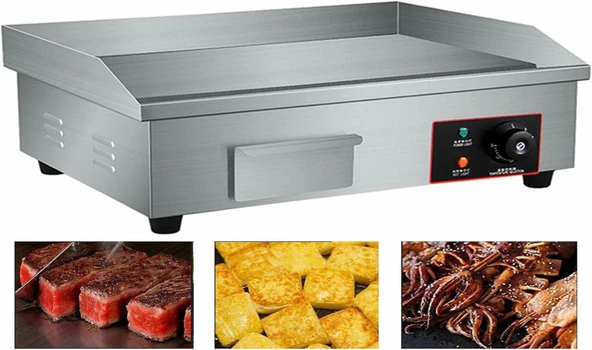 VYUJHNBG 3000W Ticari Elektrikli Izgara Plakası, Damlama Delikli Elektrikli Tezgah Üstü Izgara Plakası, Restoran ve Mutfak için, Teppanyaki Düz Izgara ürün görseli 1