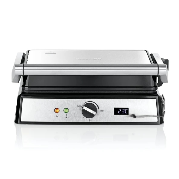 GOURMETmaxx temaslı ızgara | sandviç ekmek kızartma makinesi | Az yağlı ızgara | Balık, biftek, burger, panini veya sandviç | Yapışmaz kaplama | Dijital ekran | 2000 W [Paslanmaz Çelik Siyah] ürün görseli 1