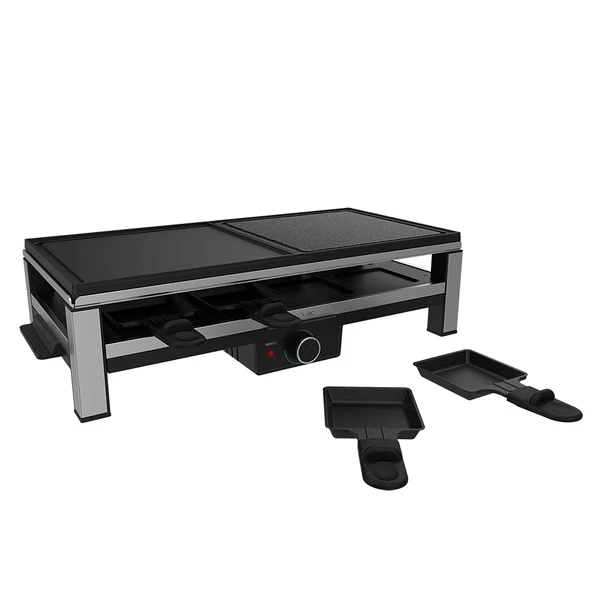 Cecotec Wood Raclette Peynir ve Izgara 8200 Ahşap Siyah. 1200 W, ızgara yüzeyi, 8 ayrı tava, yapışmaz plaka, ayarlanabilir termostat, çıkarılabilir tasarım (paslanmaz çelik, MixGrill) ürün görseli 1