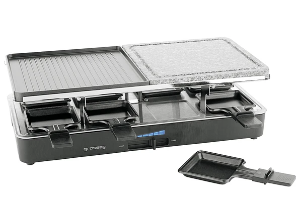grossag Raclette + Grill RC 14 8 kişilik Siyah dökme demir plaka ve ızgara taşı 1400 watt ürün görseli 1