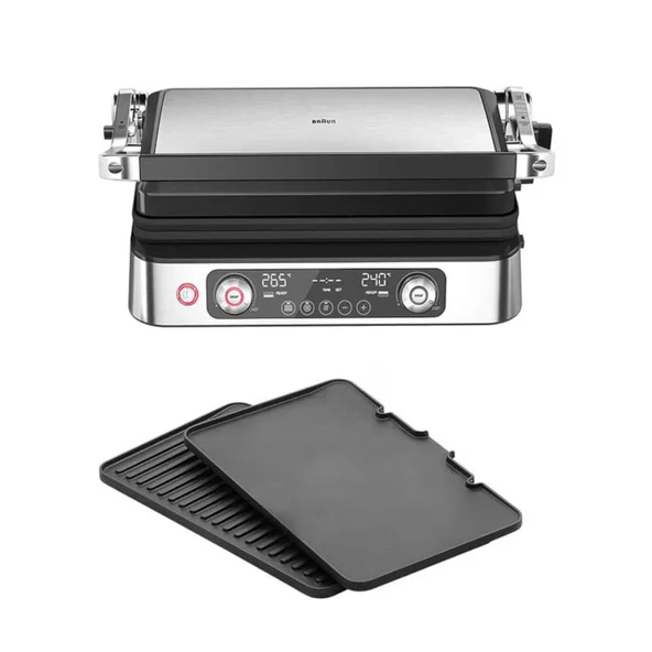 Braun MultiGrill 9 Pro CG 9140, 2 bağımsız termostatlı elektrikli ızgara, 3 pişirme konumu,, 2200 W, siyah/paslanmaz çelik ürün görseli 1