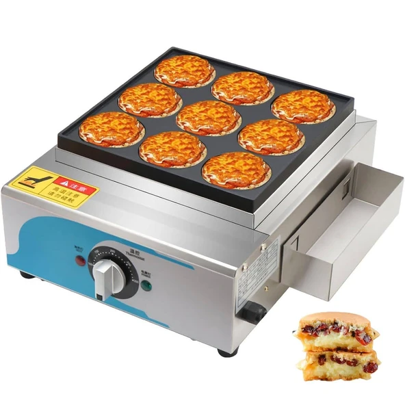 ToayNia Ticari Elektrikli Isıtmalı Hamburger Makinesi Yumurtalı Burger Makinesi 9/18 Kong Buton Kontrollü 50-300°C Hızlı Isıtma Galvanizli Sac Burger Makinesi 9 ürün görseli 1