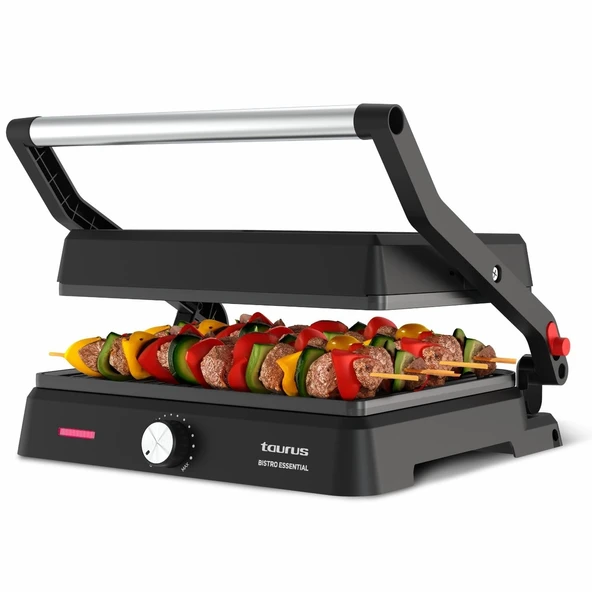 Taurus - Temaslı ızgara Essential 2600W | 2'si 1 Arada Izgara ve Plancha | Tabaklar 29x23 cm | PFOA içermez | Gres damlama tepsisi | Ayarlanabilir termostat | Soğuk dokunuş ve plaka kilitleme ürün görseli 1