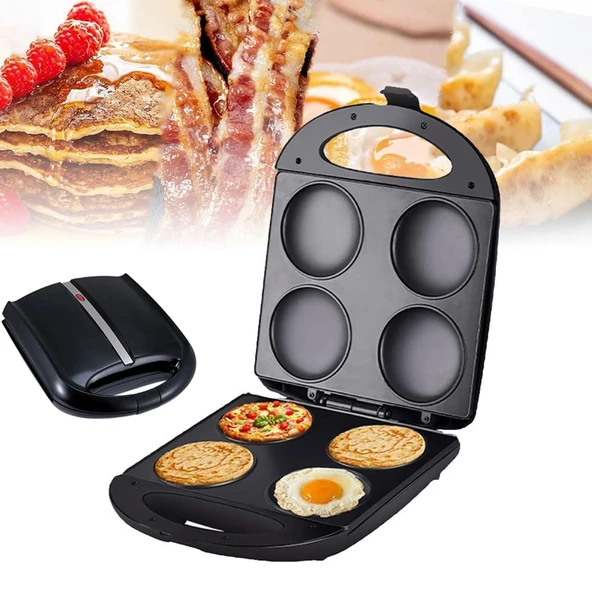 1400W Mini Yapışmaz Tava Elektrikli Arepa Yapımcısı Taşınabilir Gözleme Tavası 4 Benzersiz Flapjack Yapın Sağlıklı Pişirme için Tek Delik Çapı 10cm Kızarmış Yumurta Bur ürün görseli 1