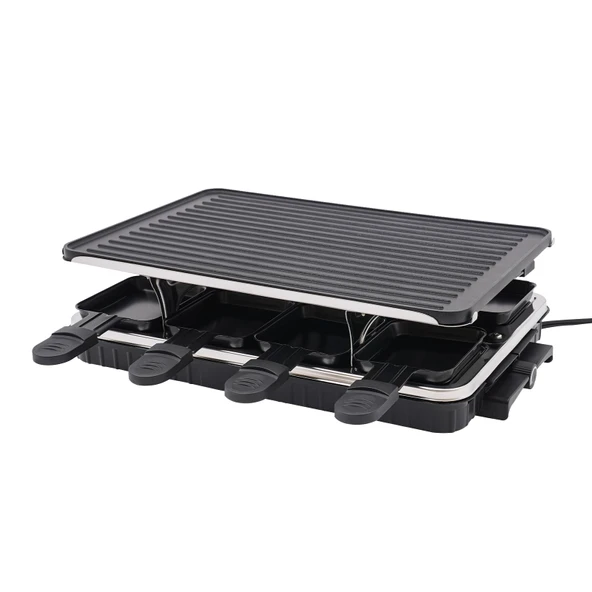 Elektrikli masa ızgarası, 1300W elektrikli ızgara, 41,5*25,5*11,5cm elektrikli barbekü ızgarası, 6-8 kişilik, 230°C, döküm alüminyum SICAK, yapışmaz kaplama ürün görseli 1