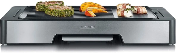 SEVERIN PG 8615 plancha ızgara, yapışmaz kaplama (2.400 W, ızgara plakası (UxG: 39 x 27 cm) uzun XL besleme hattı 2 m) paslanmaz çelik/siyah ürün görseli 1