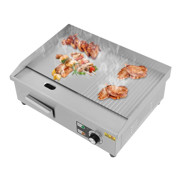 LENDISIY Plancha Izgara Plakası Elektrikli, 3000 W Ticari Elektrikli Izgara Yemek Masası Izgara Izgara Plakası Paslanmaz Çelik Tava Plakası, 50-300°C Sıcaklık Ayarlanabilir, Kaymaz Lastik Ayaklı ürün görseli 1
