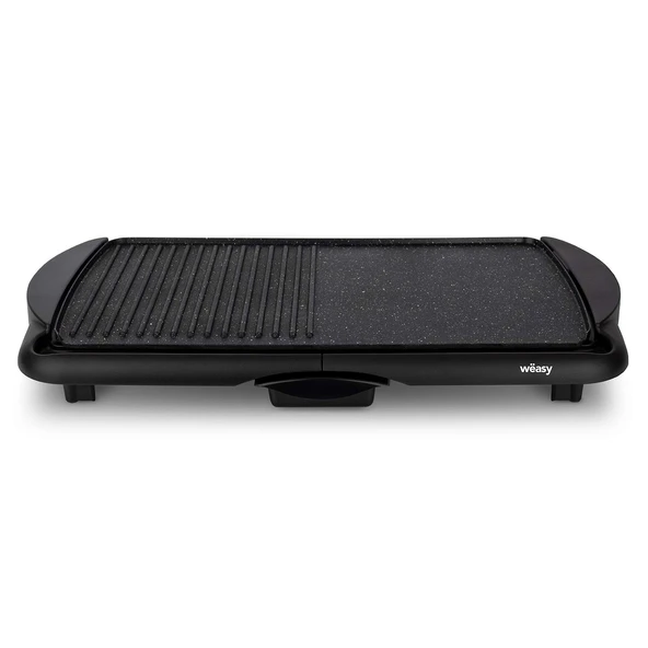Wëasy STO52 elektrikli ızgara plakası, yapışmaz masa tablası, teppanyaki ızgara plakası, ızgara yüzeyi 52 x 27 cm, ayarlanabilir termostat ve damlama tepsisi, 2000 W ürün görseli 1