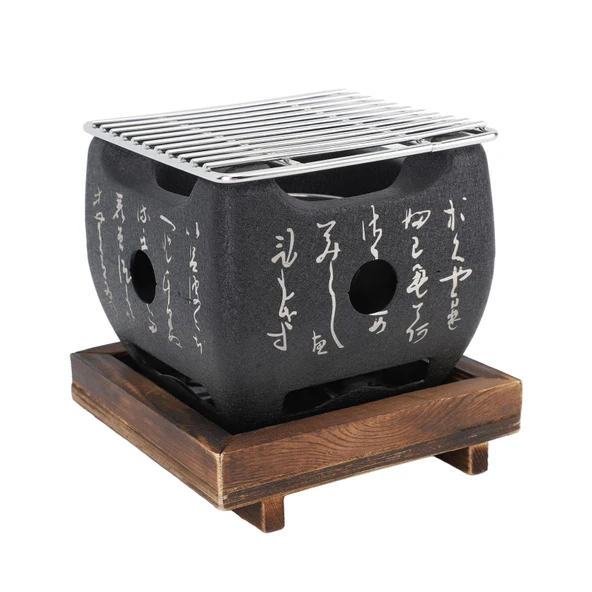 Japon Tarzında MENDUNER Mini Barbekü Izgara, Taşınabilir Izgara Fırın, Ev Barbekü Aracı için Barbekü Yemek Kömür Sobası, Açık Havada Pişirme Kampı için (19,5x18 cm / 7,7x7,1 inç) ürün görseli 1