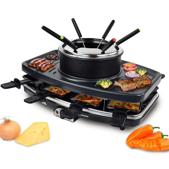 Syntrox Germany RAC-1100W-Freiburg 8 kişilik çok yönlü eğlence raclette ızgara fondü ürün görseli 1