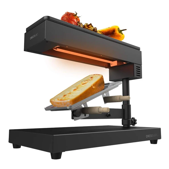 Cecotec Raclette Peynir&Izgara 6000 Siyah. Güç 600W, ızgara fonksiyonu, paslanmaz çelik kaplama, ayarlanabilir termostat, 2 ahşap spatula, yapışmaz kaplamalı üst ızgara rafı ürün görseli 1
