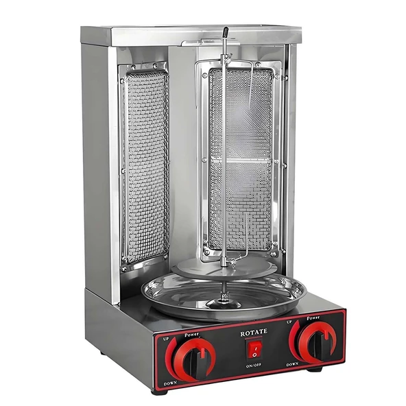 CUTANGELAR Shawarma Izgara Cihazı, Isıtma Brülörlü ve Otomatik Döndürmeli Ticari Kebap Döner Izgara, Ayarlanabilir Sıcaklık Kontrolü, Restoran için Paslanmaz Çelik Konstrüksiyon, Ticari. (Gaz 2800P) ürün görseli 1