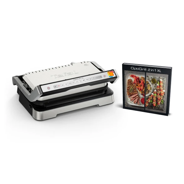 Tefal OptiGrill 2'si 1 arada XL kontaklı ızgara, katlanabilir, masa ızgarası, 12 program, pişirme seviyesi göstergesi, çıkarılabilir XL plakalar, elektrikli ızgara, GC782D10 ürün görseli 1